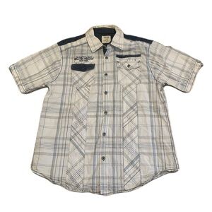 Private Member Men's Plaid Short Sleeve Button Up Shirt Size L